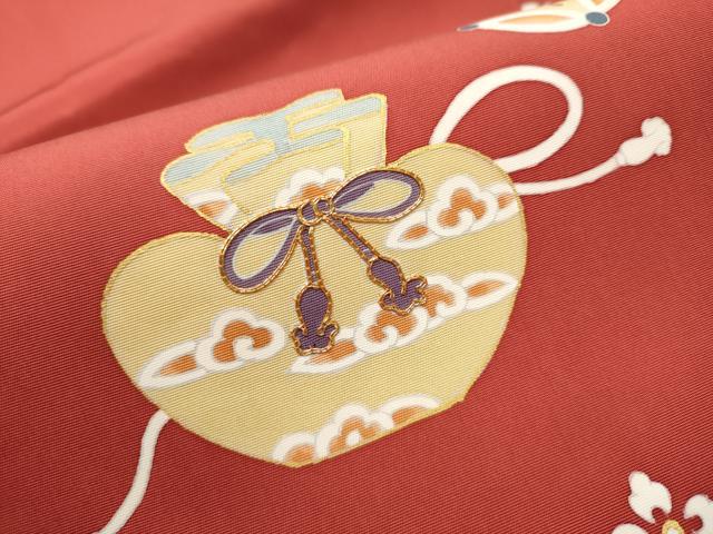 平和屋着物●塩瀬　九寸名古屋帯　駒刺繍　宝尽くし文　金彩　正絹　逸品　CAAR1357hy