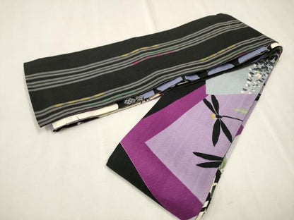 平和屋着物●両面　両方向　スリーシーズン　春夏秋　半幅帯　枝牡丹　正絹　逸品　CAAR1359hy