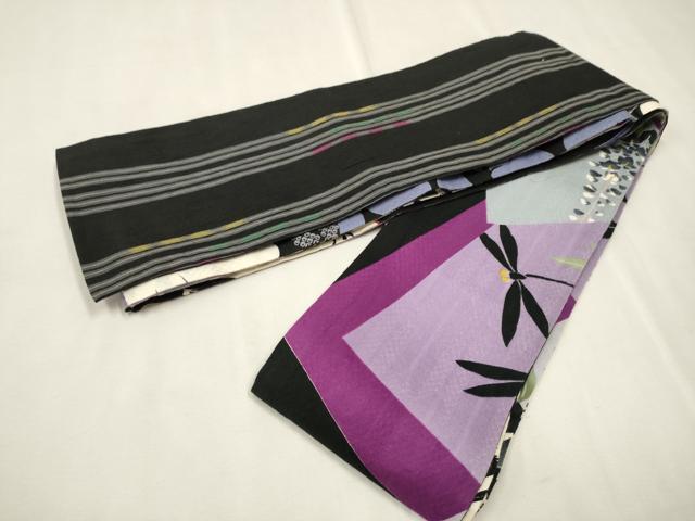 平和屋着物●両面　両方向　スリーシーズン　春夏秋　半幅帯　枝牡丹　正絹　逸品　CAAR1359hy
