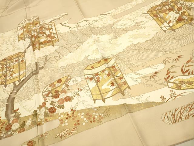 平和屋着物●銀座きしや　色留袖　駒刺繍　雲重ね貝桶草花文　金彩　正絹　逸品　CAAR1375hy