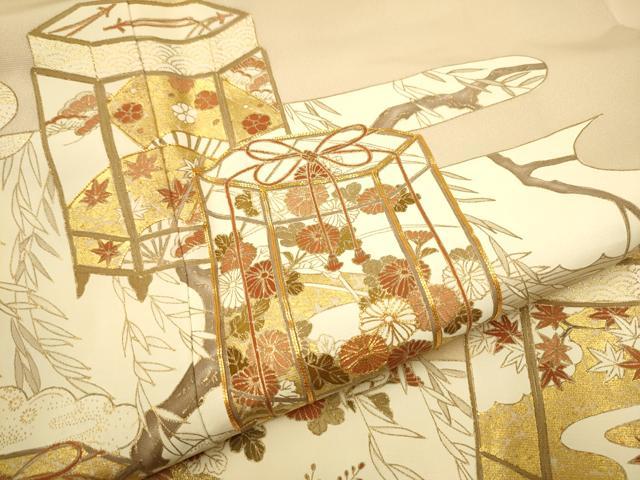 平和屋着物●銀座きしや　色留袖　駒刺繍　雲重ね貝桶草花文　金彩　正絹　逸品　CAAR1375hy