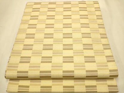 平和屋着物●全通柄袋帯 変わり市松文様 正絹 逸品 CAAR1459hy