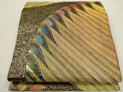 平和屋着物●六通柄袋帯　風の詩　金糸　正絹　逸品　CAAR1467hy