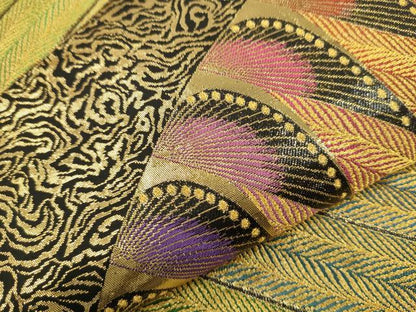 平和屋着物●六通柄袋帯　風の詩　金糸　正絹　逸品　CAAR1467hy