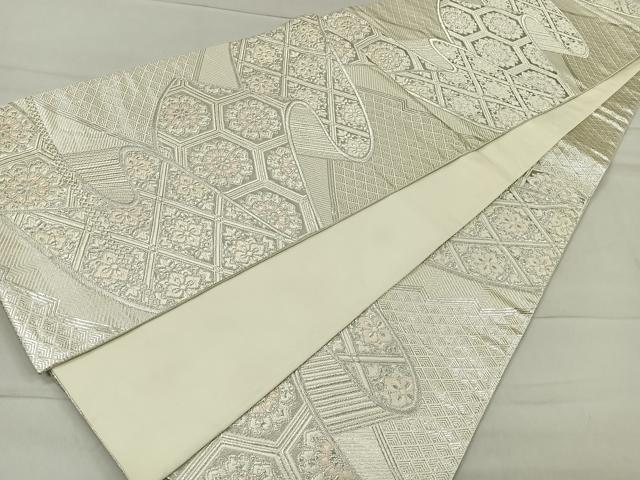 平和屋着物◎六通柄袋帯 唐織 流水正倉院花文 銀糸 正絹 逸品 CAAR1646nb