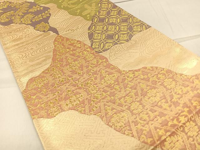 平和屋着物◎六通柄袋帯 道長吉祥花文 金糸 正絹 逸品 CAAR1650nb