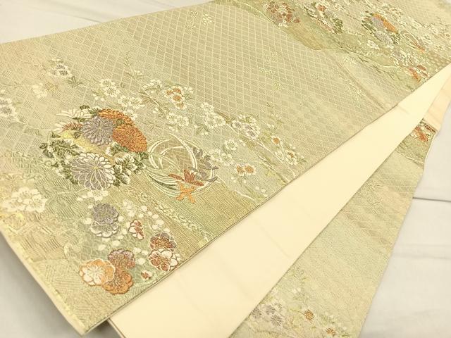 平和屋着物◎六通柄袋帯 花丸文 金糸 引箔 正絹 逸品 CAAR1651nb