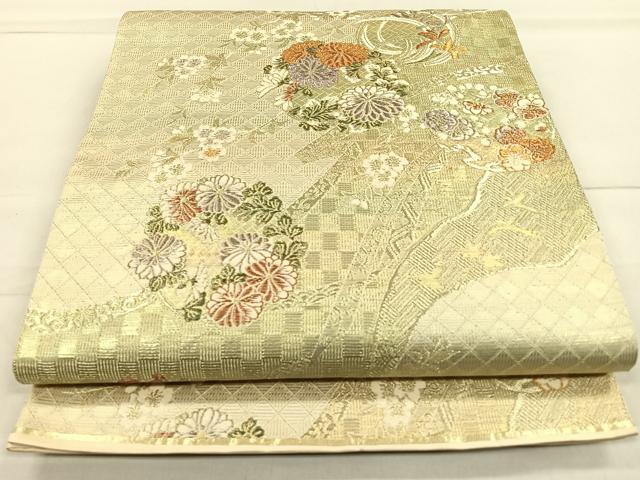平和屋着物◎六通柄袋帯 花丸文 金糸 引箔 正絹 逸品 CAAR1651nb