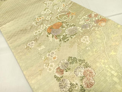 平和屋着物◎六通柄袋帯 花丸文 金糸 引箔 正絹 逸品 CAAR1651nb