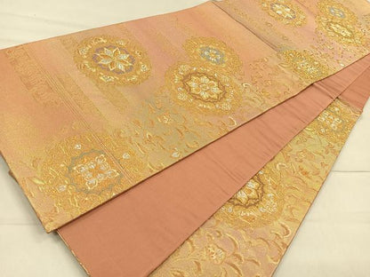 平和屋着物◎六通柄袋帯 正倉院花文 金銀糸 引箔 正絹 逸品 CAAR1654nb
