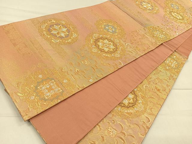 平和屋着物◎六通柄袋帯 正倉院花文 金銀糸 引箔 正絹 逸品 CAAR1654nb