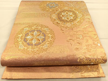 平和屋着物◎六通柄袋帯 正倉院花文 金銀糸 引箔 正絹 逸品 CAAR1654nb
