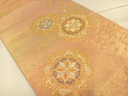 平和屋着物◎六通柄袋帯 正倉院花文 金銀糸 引箔 正絹 逸品 CAAR1654nb