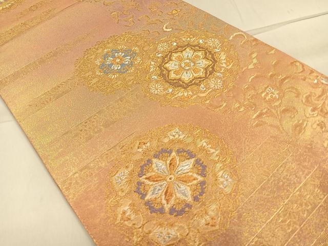 平和屋着物◎六通柄袋帯 正倉院花文 金銀糸 引箔 正絹 逸品 CAAR1654nb
