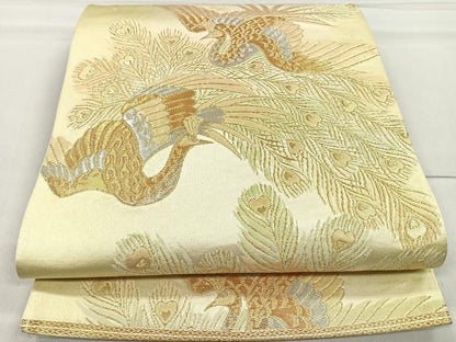 平和屋着物◎六通柄袋帯 孔雀文 金銀糸 正絹 逸品 CAAR1674nb