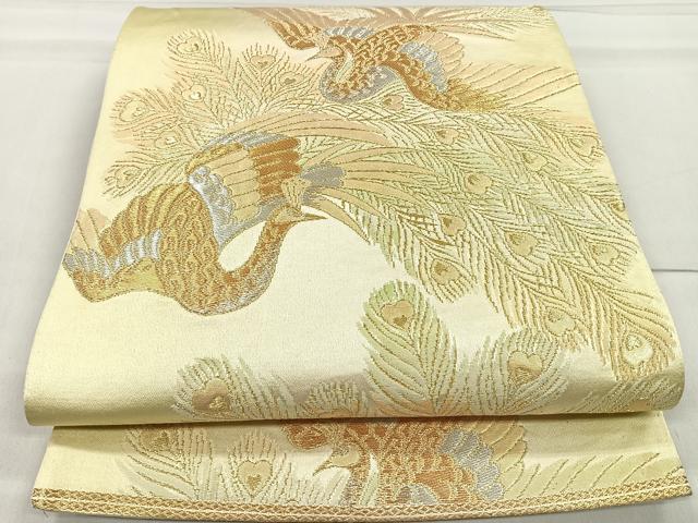 平和屋着物◎六通柄袋帯 孔雀文 金銀糸 正絹 逸品 CAAR1674nb