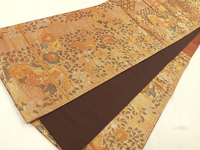 平和屋着物◎六通柄袋帯 更紗花鳥文 金銀糸 正絹 逸品 CAAR1679nb