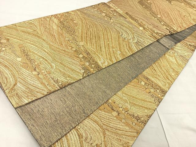 平和屋着物◎六通柄袋帯 立波箔散らし文 金糸 正絹 逸品 CAAR1691nb