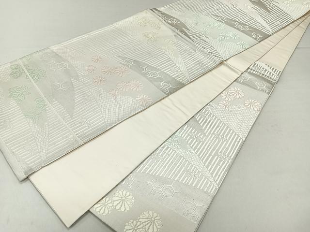 平和屋着物◎六通柄袋帯 唐織 草花吉祥文 銀糸 正絹 逸品 CAAR1739nb
