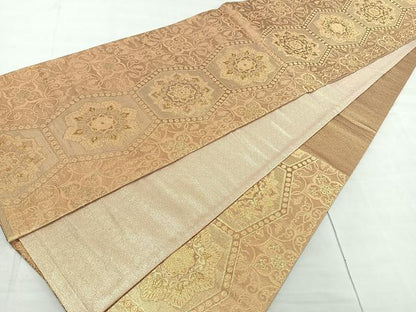 平和屋着物◎六通柄袋帯　正倉院花文　金糸　正絹　逸品　CAAR1751nb