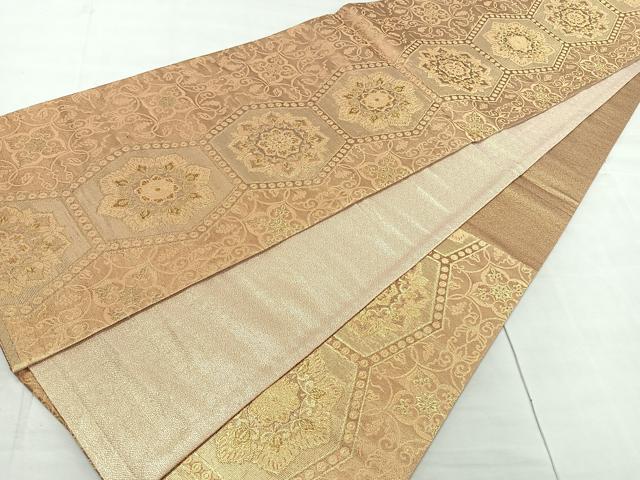 平和屋着物◎六通柄袋帯　正倉院花文　金糸　正絹　逸品　CAAR1751nb