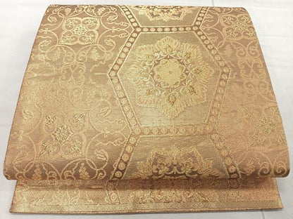 平和屋着物◎六通柄袋帯　正倉院花文　金糸　正絹　逸品　CAAR1751nb