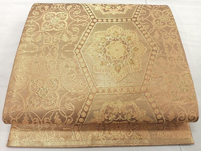 平和屋着物◎六通柄袋帯　正倉院花文　金糸　正絹　逸品　CAAR1751nb