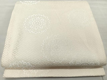 平和屋着物◎全通柄袋帯　紗綾形地紋　舞花文　正絹　逸品　CAAR1761nb