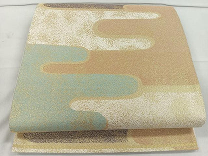 平和屋着物◎六通柄袋帯 エ霞文 金糸 正絹 逸品 CAAR1769nb