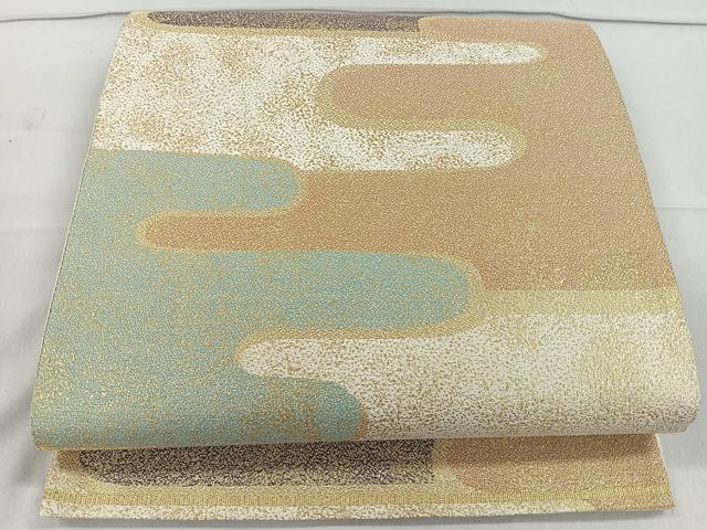平和屋着物◎六通柄袋帯 エ霞文 金糸 正絹 逸品 CAAR1769nb
