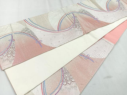 平和屋着物◎六通柄袋帯 唐織 孔雀羽文 プラチナ二重箔 正絹 逸品 CAAR1807nb