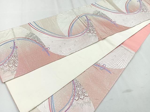 平和屋着物◎六通柄袋帯 唐織 孔雀羽文 プラチナ二重箔 正絹 逸品 CAAR1807nb