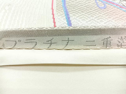 平和屋着物◎六通柄袋帯 唐織 孔雀羽文 プラチナ二重箔 正絹 逸品 CAAR1807nb