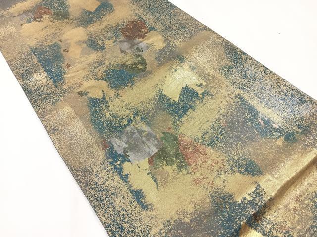 平和屋着物◎六通柄袋帯 霞文 黒地 引箔 正絹 逸品 CAAR1811nb