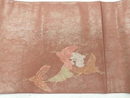 平和屋着物◎太鼓柄袋帯 総刺繍 鶴菱文 金糸 引箔 正絹 逸品 CAAR1840nb