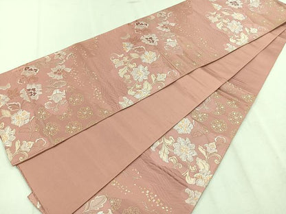 平和屋着物◎六通柄袋帯 唐織 更紗花文 金糸 三越扱い 正絹 逸品 CAAR1864nb