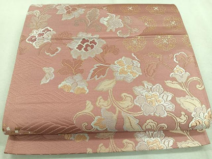 平和屋着物◎六通柄袋帯 唐織 更紗花文 金糸 三越扱い 正絹 逸品 CAAR1864nb