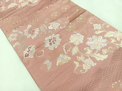 平和屋着物◎六通柄袋帯 唐織 更紗花文 金糸 三越扱い 正絹 逸品 CAAR1864nb