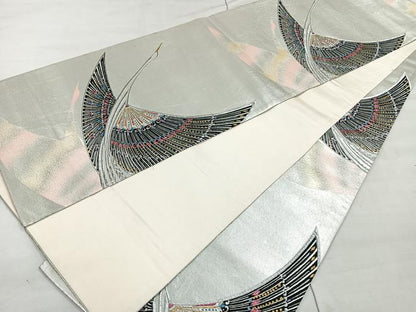 平和屋着物◎六通柄袋帯 飛鶴文 金銀糸 正絹 逸品 CAAR1882nb