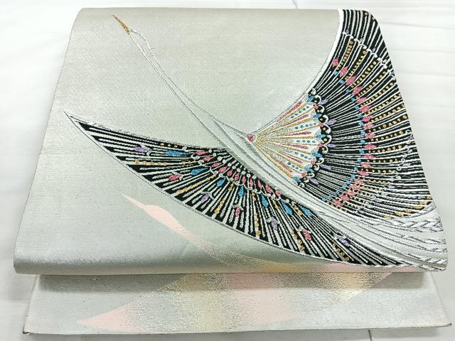 平和屋着物◎六通柄袋帯 飛鶴文 金銀糸 正絹 逸品 CAAR1882nb