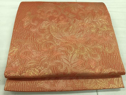平和屋着物◎六通柄袋帯　櫛織　更紗花鳥文　金糸　正絹　逸品　CAAR1899nb