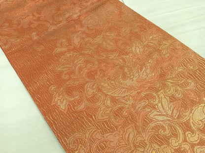 平和屋着物◎六通柄袋帯　櫛織　更紗花鳥文　金糸　正絹　逸品　CAAR1899nb