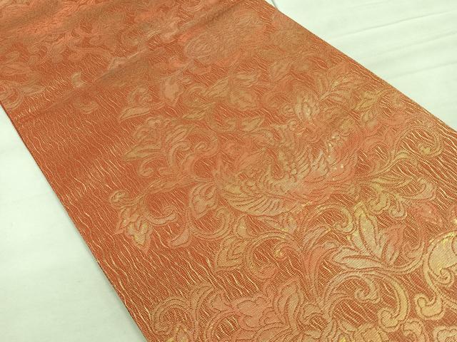 平和屋着物◎六通柄袋帯　櫛織　更紗花鳥文　金糸　正絹　逸品　CAAR1899nb