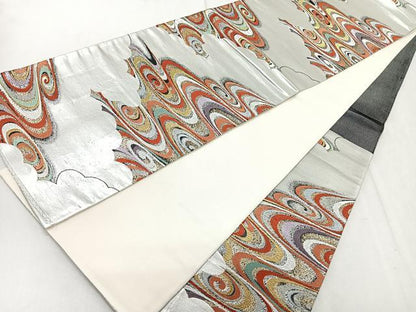 平和屋着物◎六通柄袋帯 唐織 雲取り流水文 金銀糸 正絹 逸品 CAAR1950nb