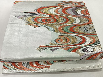 平和屋着物◎六通柄袋帯 唐織 雲取り流水文 金銀糸 正絹 逸品 CAAR1950nb