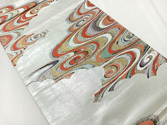 平和屋着物◎六通柄袋帯 唐織 雲取り流水文 金銀糸 正絹 逸品 CAAR1950nb