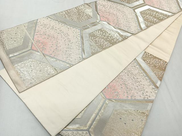 平和屋着物◎六通柄袋帯 亀甲枝花文 金銀糸 正絹 逸品 CAAR1957nb