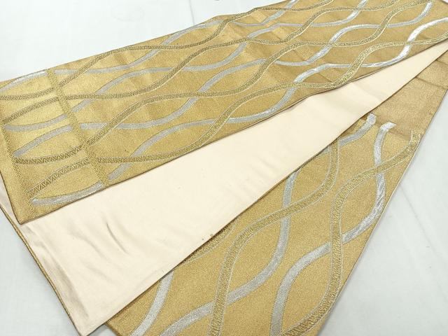 平和屋着物◎六通柄袋帯 幾何学文様 金銀糸 正絹 逸品 CAAR1966nb