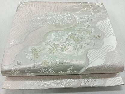 平和屋着物◎六通柄袋帯 唐織 道長草花文 金銀糸 正絹 逸品 CAAR1974nb