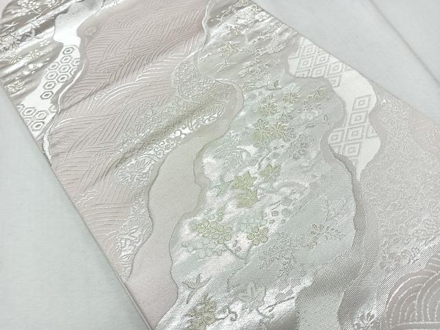 平和屋着物◎六通柄袋帯 唐織 道長草花文 金銀糸 正絹 逸品 CAAR1974nb